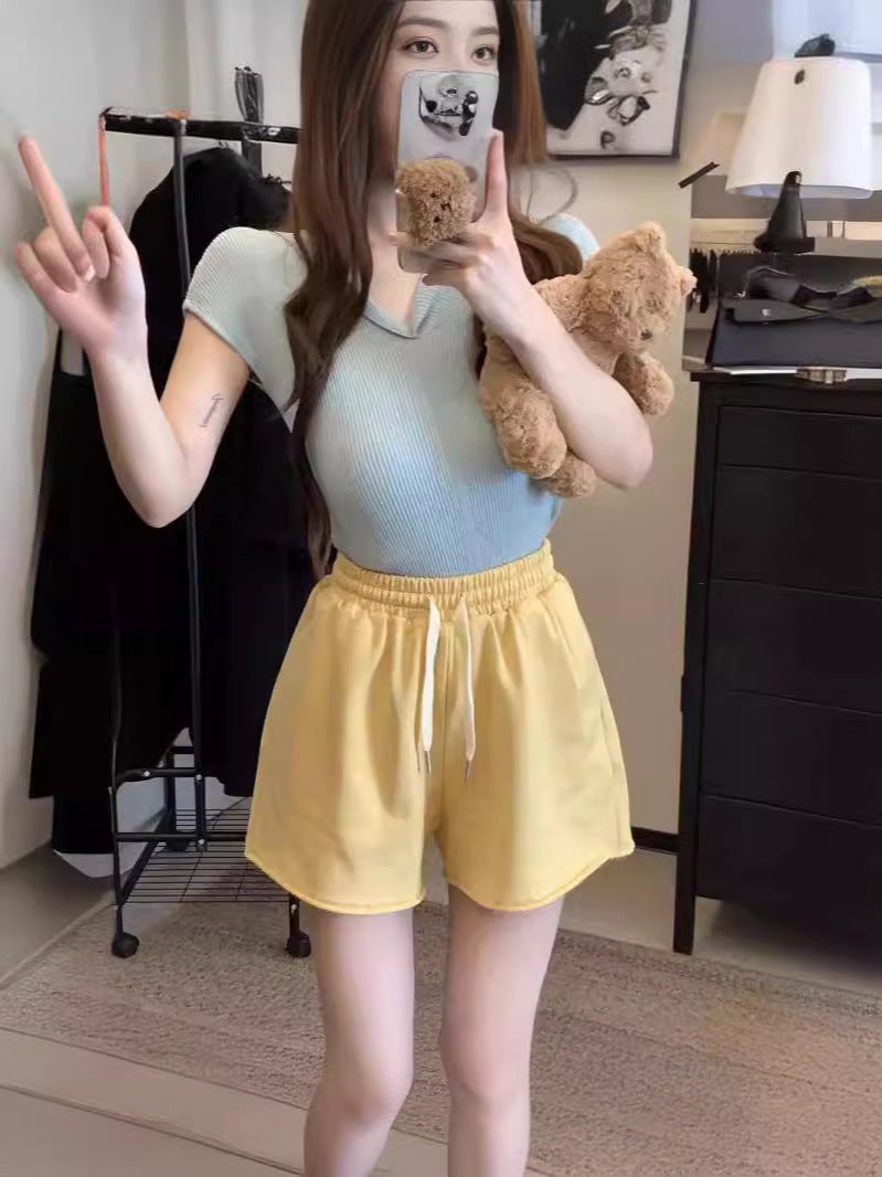 [Factory ] Summer Loose Slimming Joker Wide Leg Pants Triple Pants Hanging Drawstring Casual Shorts Children - Image 3