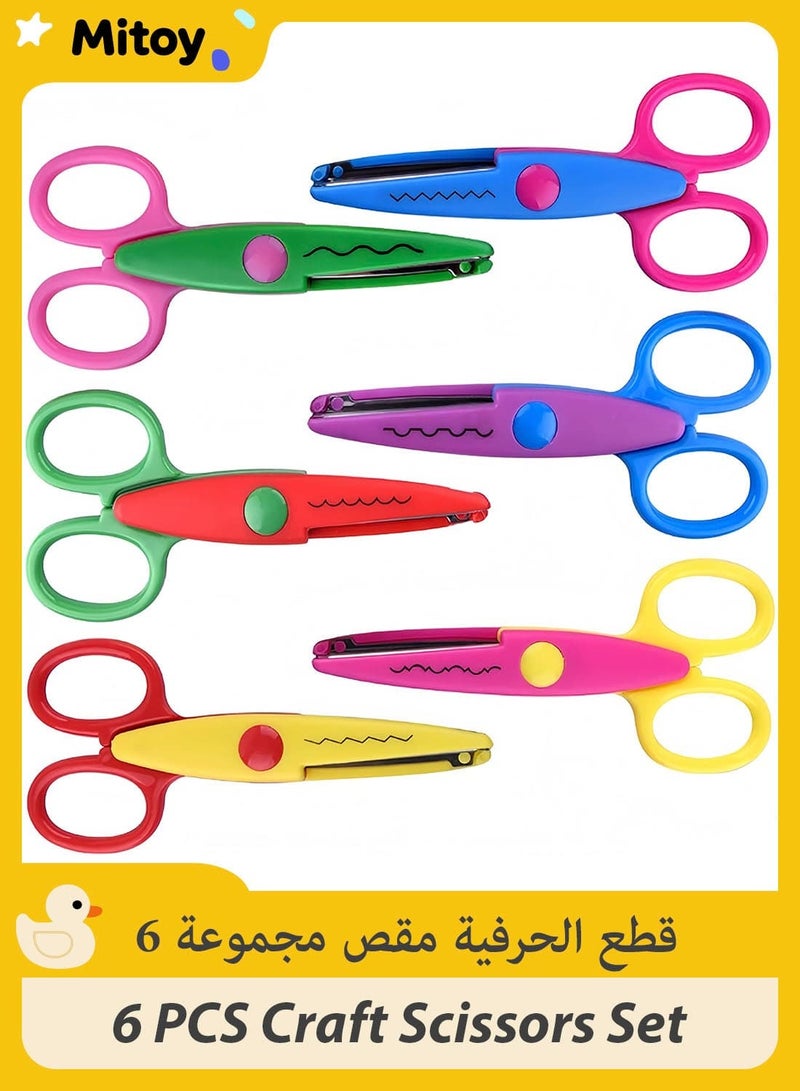Mitoy 6 PCS Craft Scissors Set Colorful, Paper Edger Scissors Serrated Scissors for Kids, Students, Teachers, DIY Photos, Crafts, Art Projects, Scrapbooking - Image 1