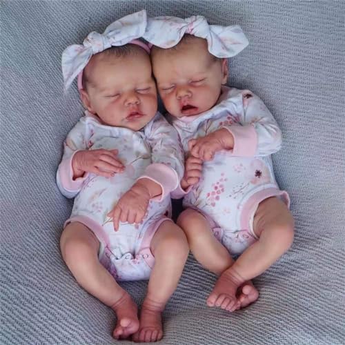 GYCV Realistic Newborn Baby Dolls Twins 18 Inch Reborn Baby Dolls Twins Boy and Girl Lifelike Baby Dolls Soft Body Silicone Vinyl Newborn Baby that Look Real Birthday Set for Kids - Image 1