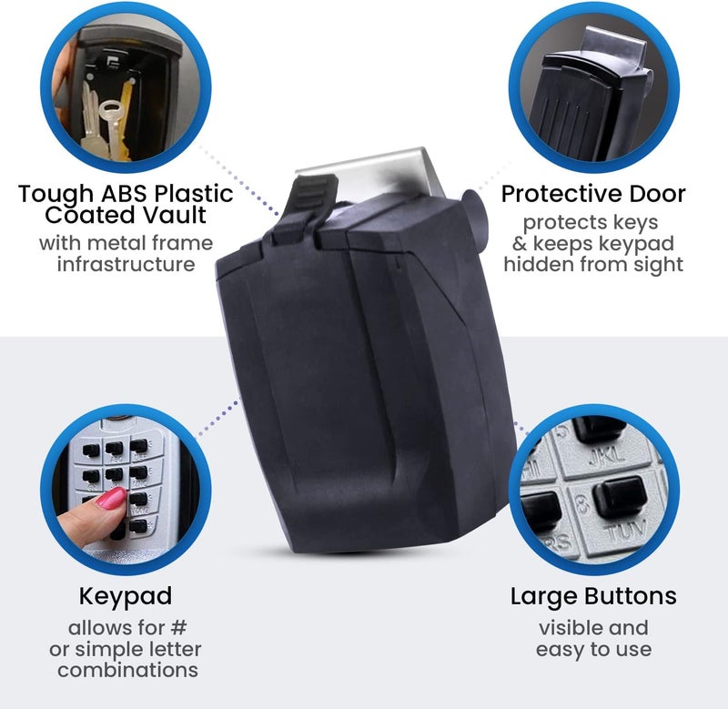 KeyGuard SL-591 Portable Car Lock Box, Black, Combination Lock, Keypad, Protective Cover, 20 in x 15 in x 7 in - Image 3