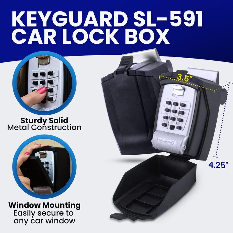 KeyGuard SL-591 Portable Car Lock Box, Black, Combination Lock, Keypad, Protective Cover, 20 in x 15 in x 7 in - Image 2