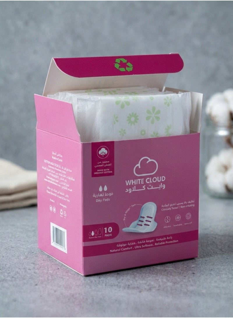 White Cloud Organic Cotton Sanitary Pads – Day Use – 10 Pads - Image 2