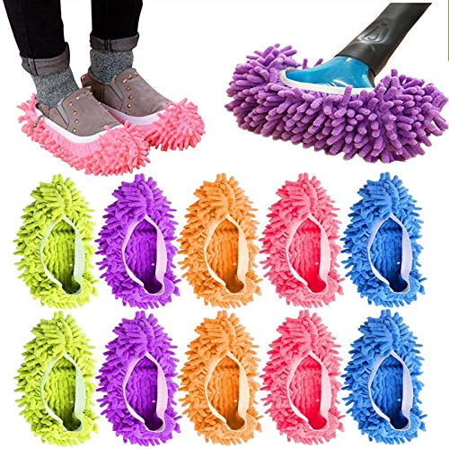 AIFUSI 10Pcs Mop Slippers for Floor Cleaning Washable Shoes Cover Soft Microfiber Dust Mops Mop Socks Reusable for Women Men Kids Foot Dust Hair Cleaners Sweeping House Office Bathroom Kitchen - Image 1