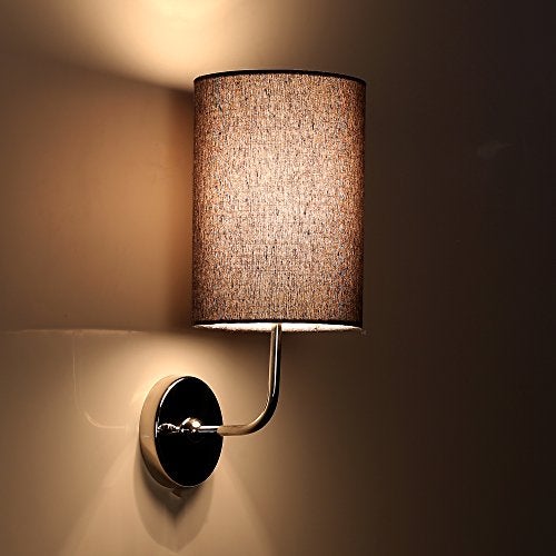 Craftter Round Wall Lamp with Grey Fabric Shade Decorative Light for Home, Bedroom, Hotel, Farmhouse | 9x6 Inch | B22 Holder | Supports Up to 40W Bulb - Image 2