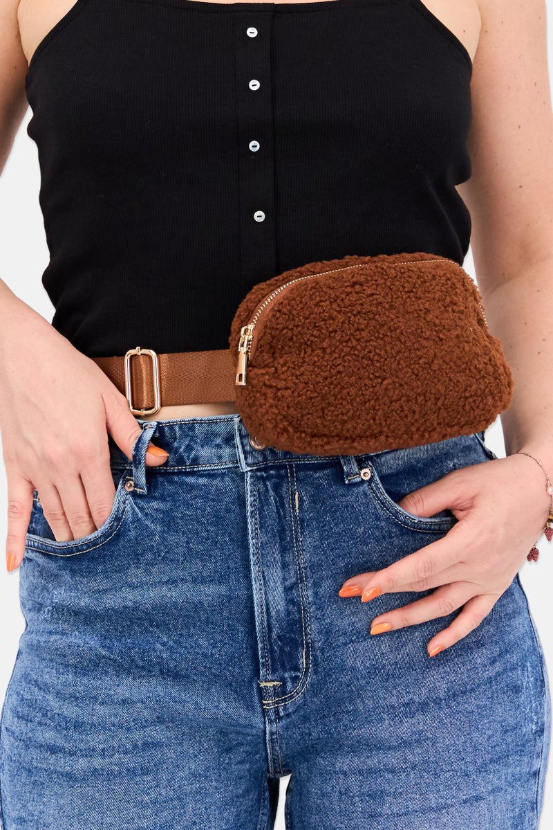 Urban Expressions Women Textured Fanny Bag 19 L x 13 H x 5 W cm, Brown  - Image 2