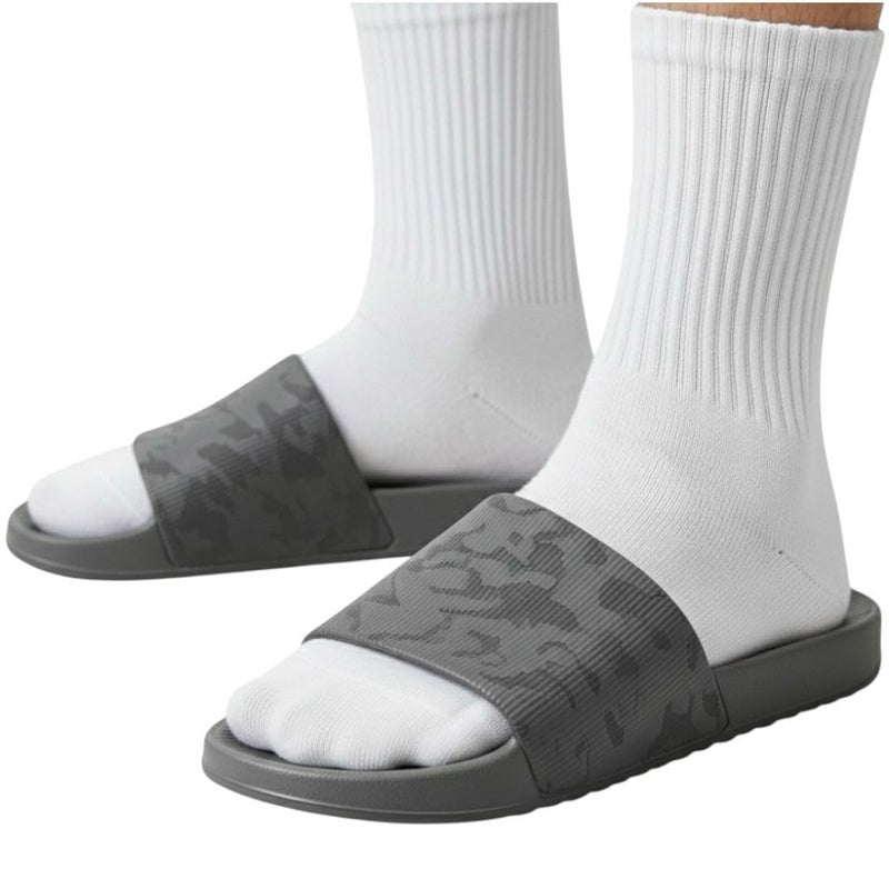Medical Grey Slippers - Map Design - Comfortable Design - Lightweight Sole - Waterproof Rubber Material - Slippers for Men, Youth and Kids - Perfect for Home, Beach and Street 41-40 - Image 1