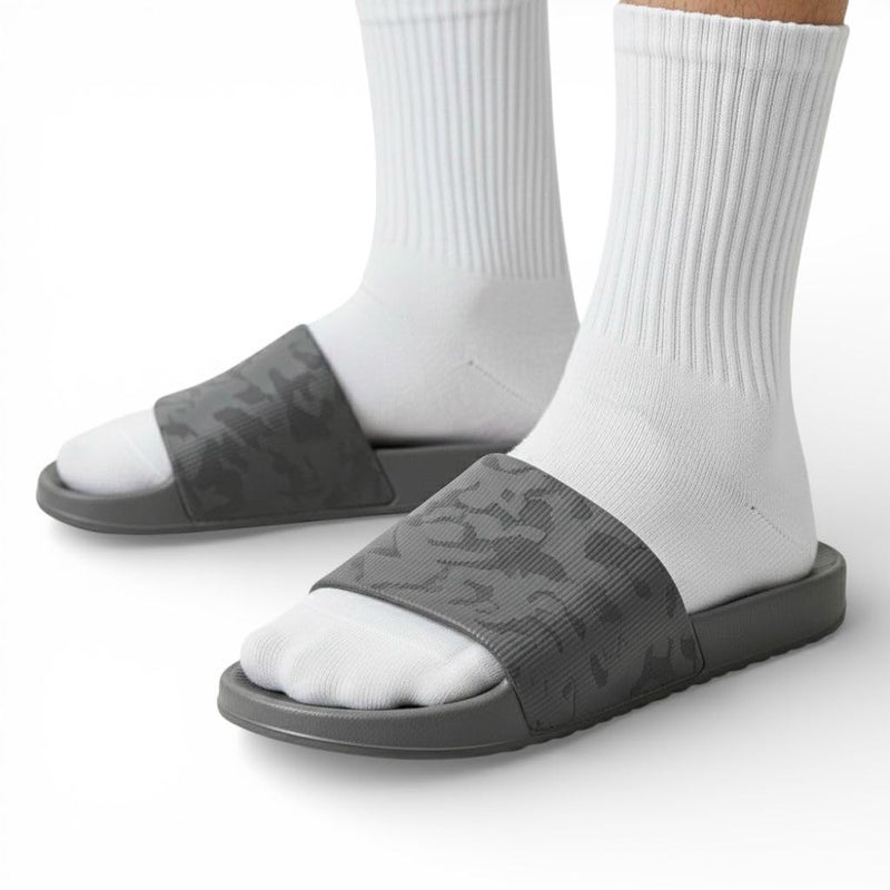 Medical Grey Slippers - Map Design - Comfortable Design - Lightweight Sole - Waterproof Rubber Material - Slippers for Men, Youth and Kids - Perfect for Home, Beach and Street 41-40 - Image 5