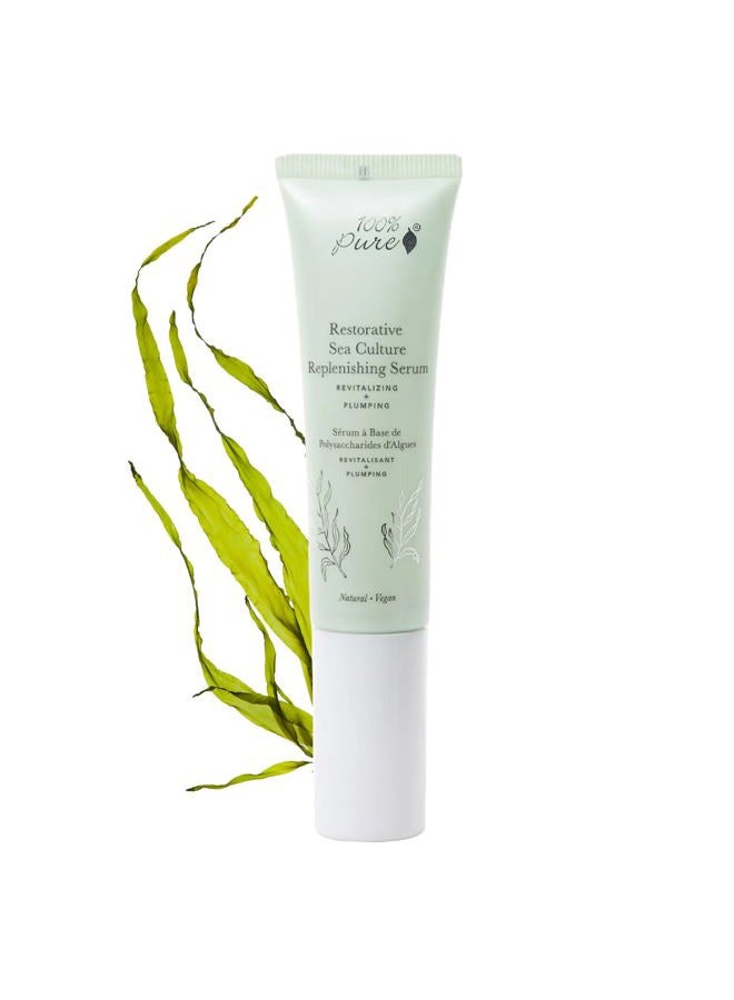 100 % Pure Restorative Sea Culture Replenishing Serum, Anti-Aging Serum, Hyaluronic Acid for Face, Hydrating Serum for Everyday Use - 1 Fl Oz - Image 1