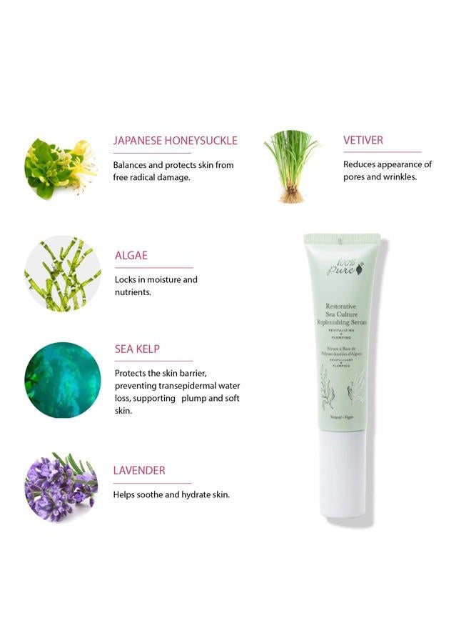 100 % Pure Restorative Sea Culture Replenishing Serum, Anti-Aging Serum, Hyaluronic Acid for Face, Hydrating Serum for Everyday Use - 1 Fl Oz - Image 3
