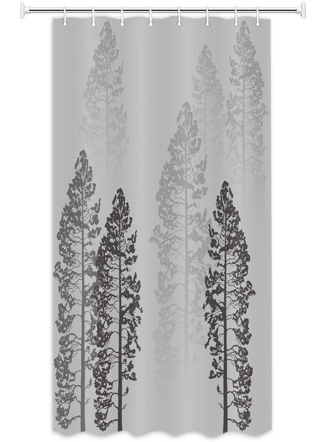 JAWO Forest RV Shower Curtain, Fog Woods Trees Landscape Fabric Shower Curtain for Campers Trailer Camping Bathroom 47 X 64 Inches, Gray - Image 1