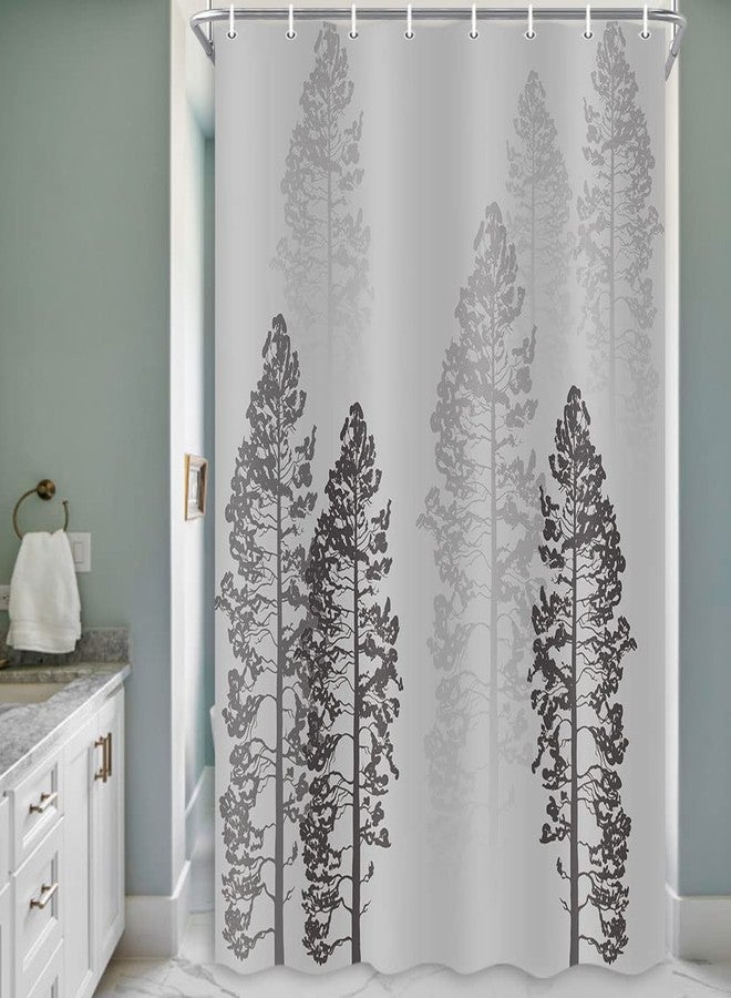 JAWO Forest RV Shower Curtain, Fog Woods Trees Landscape Fabric Shower Curtain for Campers Trailer Camping Bathroom 47 X 64 Inches, Gray - Image 2