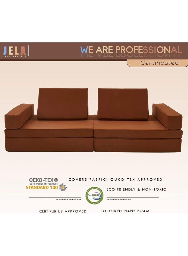 jela Jela Kids Extended Size Floor Sofa Couch 8PCS for Family - Modular Furniture for Adults, Playhouse Set for Toddlers Babies - Indoor Foam Play Couch  - Image 4