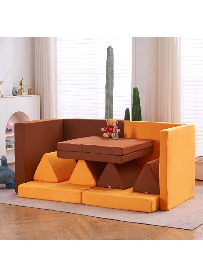 jela Jela Kids Extended Size Floor Sofa Couch 8PCS for Family - Modular Furniture for Adults, Playhouse Set for Toddlers Babies - Indoor Foam Play Couch  - Image 5