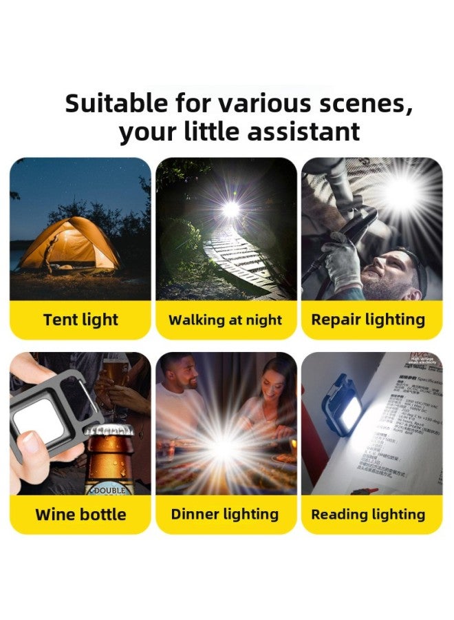 Generic Keychain Light Led Safety Warning Light Rechargeable Portable Emergency Portable Light Outdoor Strong Magnetic Small Lamps-Color:Symphony Metal Buckle  - Image 3