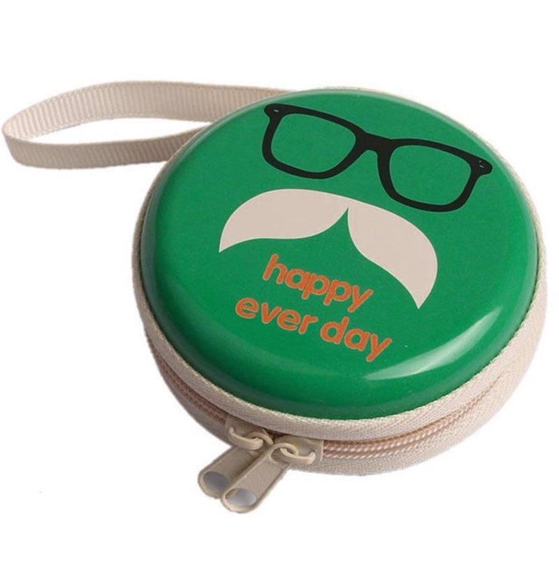 Stealodeal Round Aluminium Zipper Headphone Case MD-1 (Green) (All Earphones) - Image 1