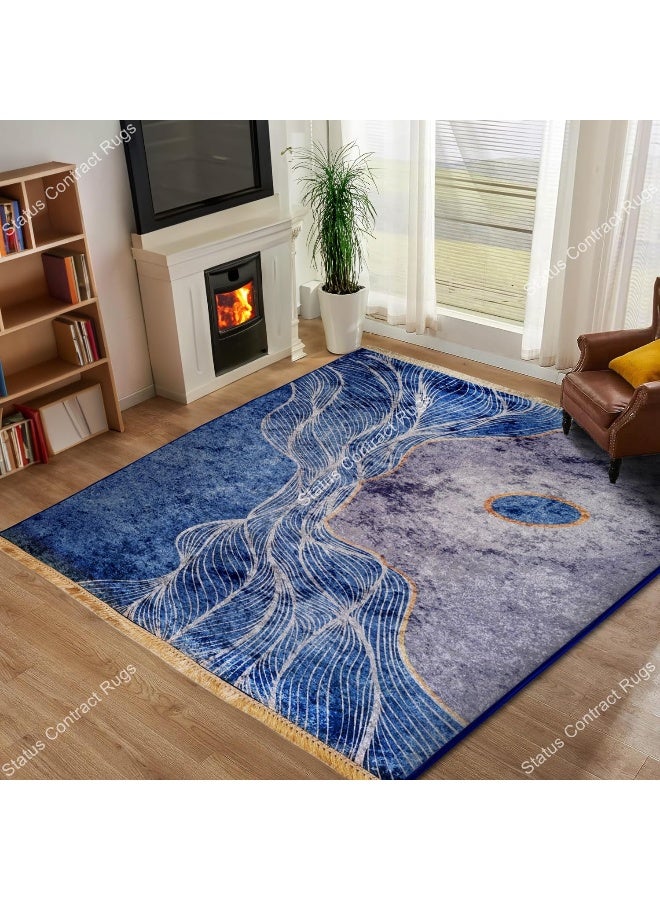 Status سجاد لغرفة المعيشة (3 قدم × 5 قدم) سجادة مطبوعة | قاعدة مضادة للانزلاق | مخمل جليدي | متعدد الألوان | مستطيلة - Image 5
