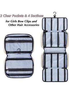 HUHYNN HUHYNN Hair Accessories Organizer for Girls, Hair Accessories Storage Bag, Hair Bow Storage Organizer for Girls with Multi-Compartments, Baby Hair Accessories Organizer for Travel  - Image 3