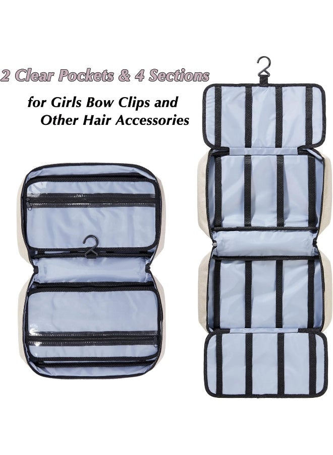 HUHYNN HUHYNN Hair Accessories Organizer for Girls, Hair Accessories Storage Bag, Hair Bow Storage Organizer for Girls with Multi-Compartments, Baby Hair Accessories Organizer for Travel  - Image 3