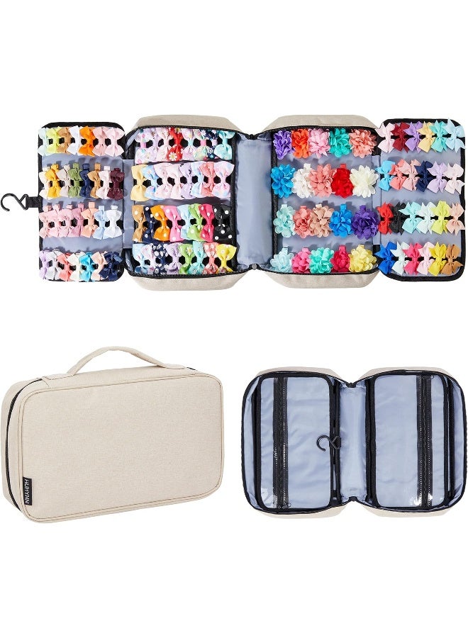 HUHYNN HUHYNN Hair Accessories Organizer for Girls, Hair Accessories Storage Bag, Hair Bow Storage Organizer for Girls with Multi-Compartments, Baby Hair Accessories Organizer for Travel  - Image 1