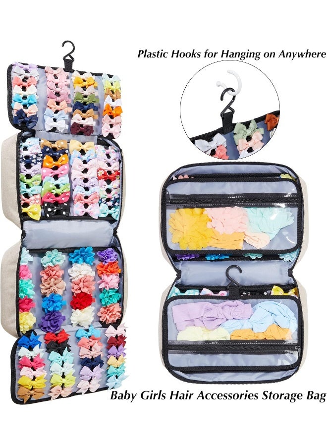 HUHYNN HUHYNN Hair Accessories Organizer for Girls, Hair Accessories Storage Bag, Hair Bow Storage Organizer for Girls with Multi-Compartments, Baby Hair Accessories Organizer for Travel  - Image 2