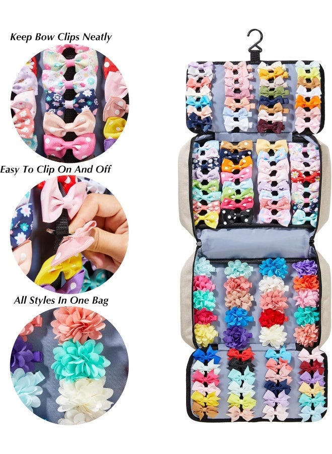 HUHYNN HUHYNN Hair Accessories Organizer for Girls, Hair Accessories Storage Bag, Hair Bow Storage Organizer for Girls with Multi-Compartments, Baby Hair Accessories Organizer for Travel  - Image 5