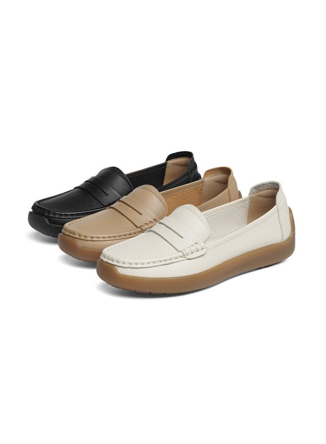 Red Dragonfly Women's Slip-on Soft Sole Cowhide Comfortable Leather Shoes Wtb35457 Apricot Size 35 - Image 3