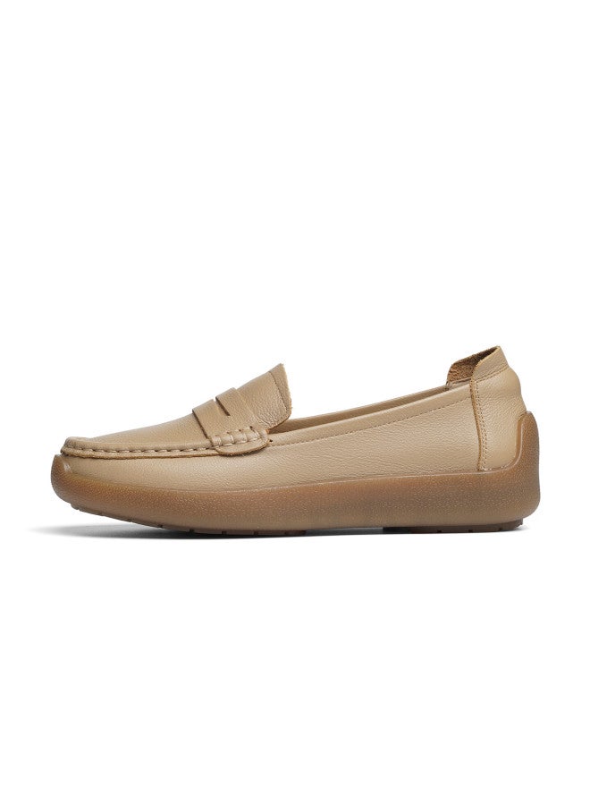 Red Dragonfly Women's Slip-on Soft Sole Cowhide Comfortable Leather Shoes Wtb35457 Apricot Size 35 - Image 1