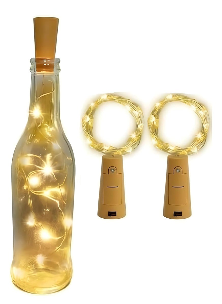 Generic Pack of 2 Golden LED String Lights Battery Operated Waterproof Bottle Fairy LED String  - Image 2