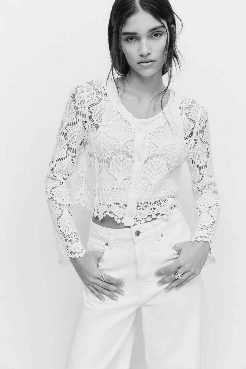 اتش اند ام كارديغان قطني بمظهر الكروشيه