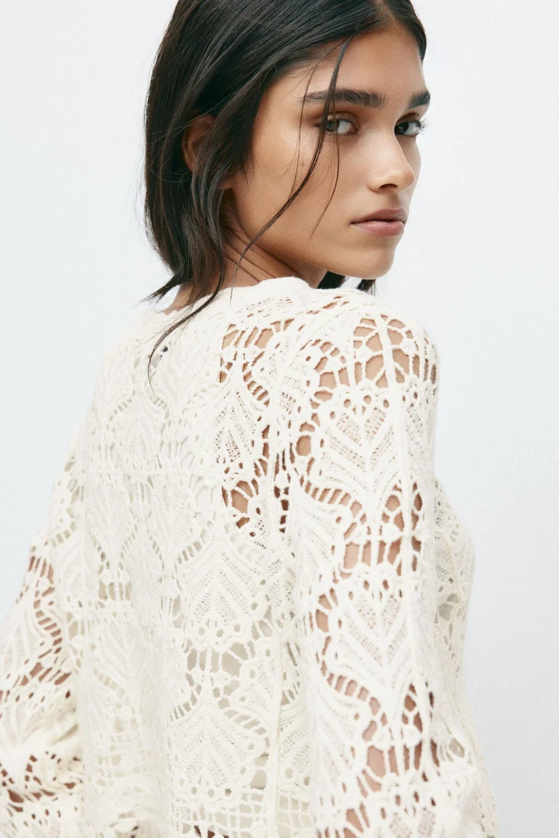 H&M Crochet-look cotton cardigan
