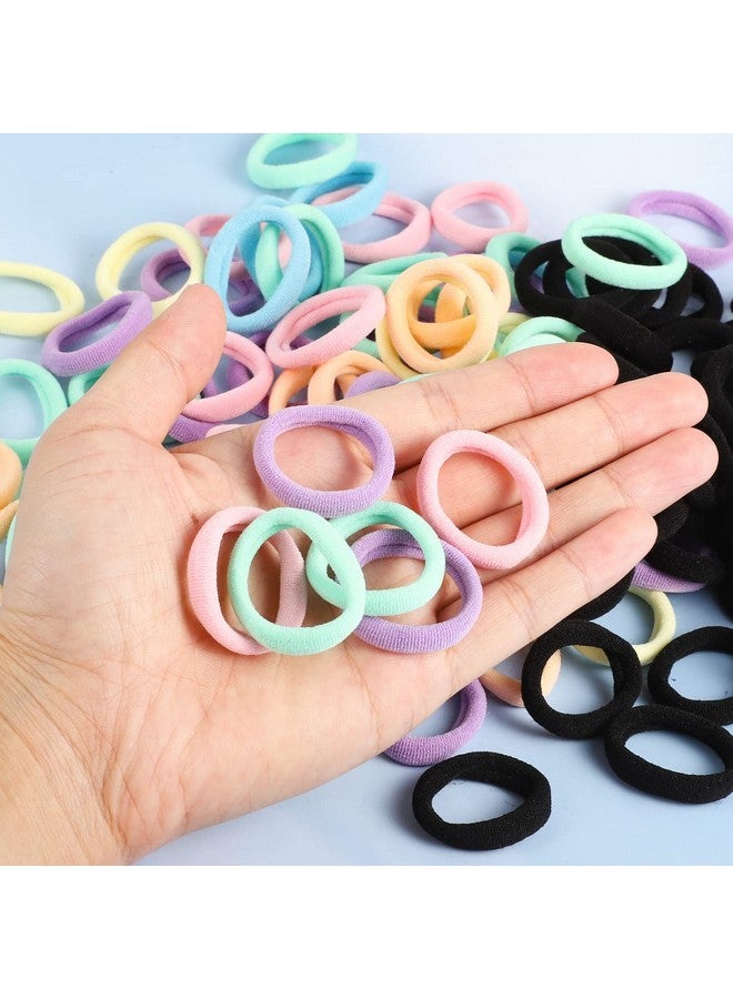 بينج شاو ماي 200 قطعة من ربطات شعر الأطفال، مقاس 1 بوصة بدون درزات للفتيات والأطفال، أربطة شعر متعددة الألوان والأسود مع حاملات ذيل حصان مرنة - Image 3