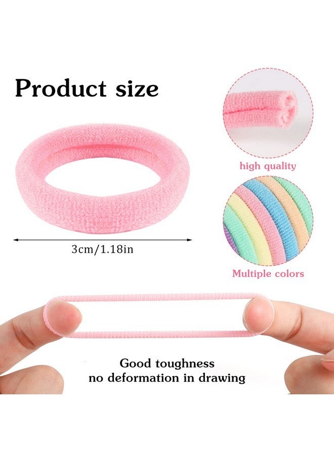 بينج شاو ماي 200 قطعة من ربطات شعر الأطفال، مقاس 1 بوصة بدون درزات للفتيات والأطفال، أربطة شعر متعددة الألوان والأسود مع حاملات ذيل حصان مرنة - Image 2