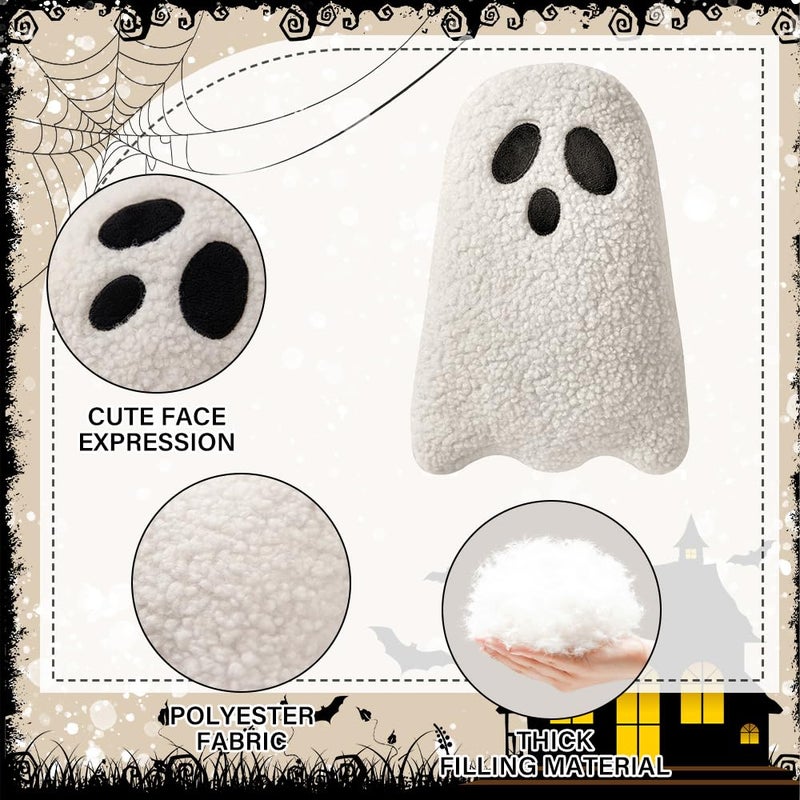 Ghost Pillow Ghost Decor Halloween Pillows Set of 2 White Cute Ghost Indoor Decorative Throw Pillow Ghost Plush Pillows for Halloween Decorative Home Sofa Bed Ghost Decor Cushion(11.8 Inch)
