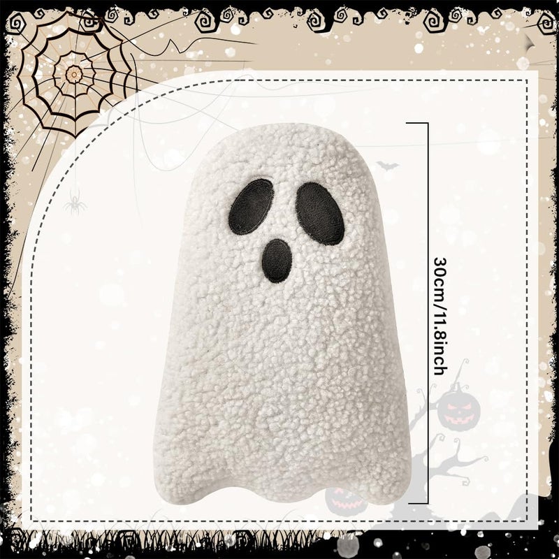 Ghost Pillow Ghost Decor Halloween Pillows Set of 2 White Cute Ghost Indoor Decorative Throw Pillow Ghost Plush Pillows for Halloween Decorative Home Sofa Bed Ghost Decor Cushion(11.8 Inch)