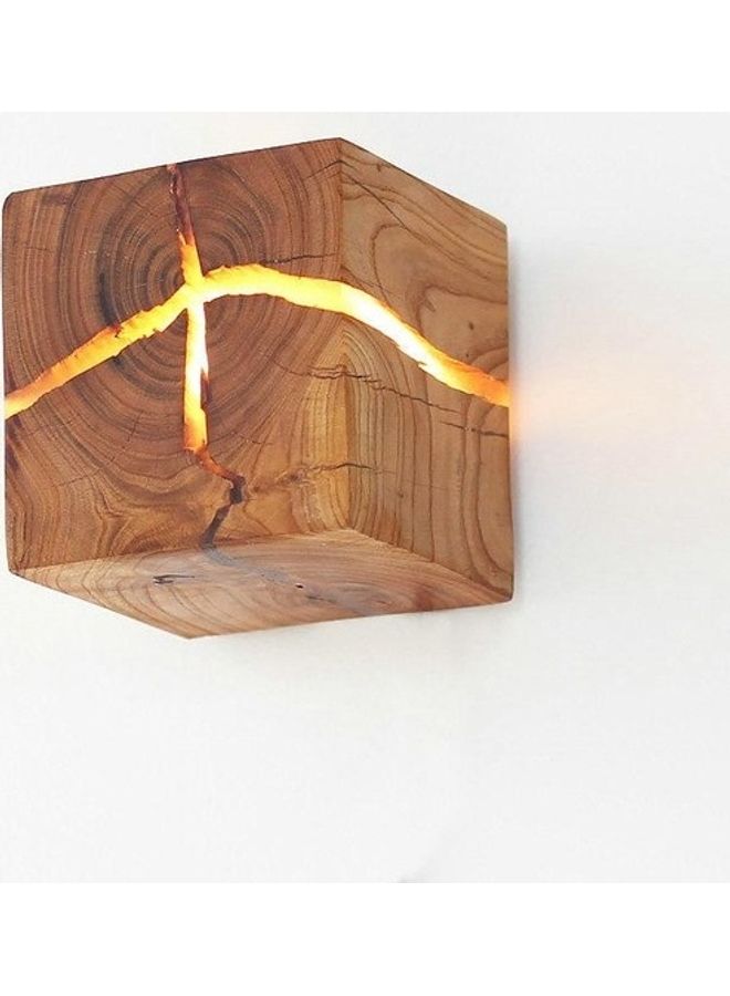 NIBEMINENT Creative Wooden Bedside Aisle Decorated Small Cracked Wall Light Brown - Image 1