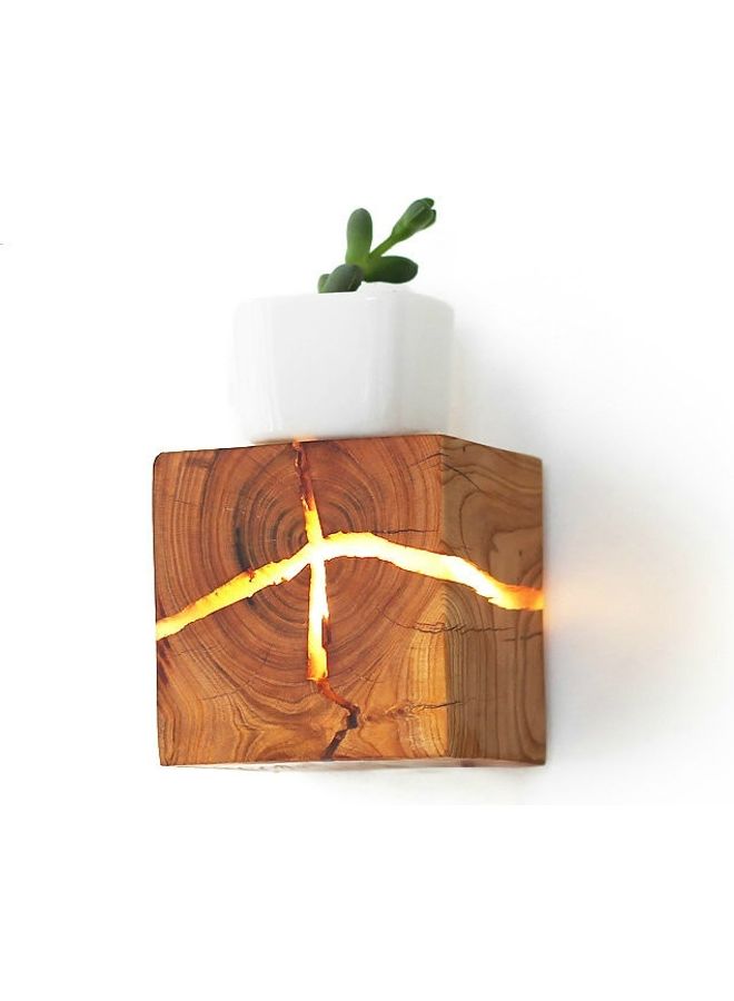 NIBEMINENT Creative Wooden Bedside Aisle Decorated Small Cracked Wall Light Brown - Image 4