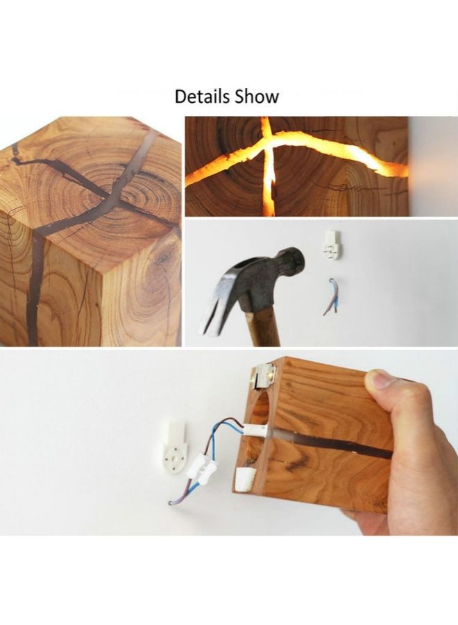 NIBEMINENT Creative Wooden Bedside Aisle Decorated Small Cracked Wall Light Brown - Image 5