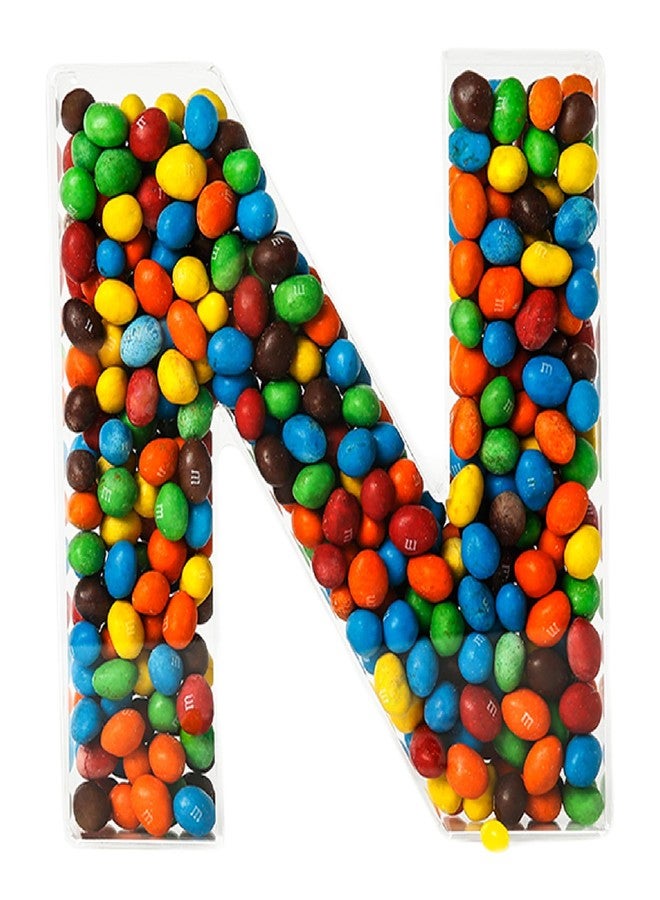 OAEUQ Fillable Alphabet Acrylic Tray Letter Candy Jar Reusable Party Food Jar with Magnetic Lid 10-Inch Sealed Decorative Box (N) - Image 1