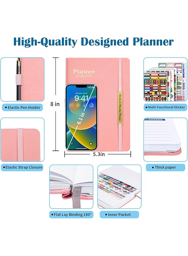 erorex 2024 Leather Planner Weekly And Monthly 18 Months Calendar Book 2024 Academic Planner From Jan. 2024 June 2025 2024 Appointment Book Daily Agenda Yearly Teachers Planner 5.7  - Image 2
