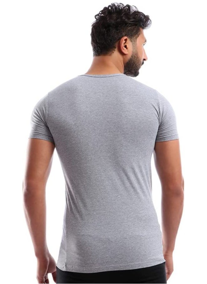COTTONIL Stretch Men Half Sleeves (V Neck) Undershirt Grey  - Image 2