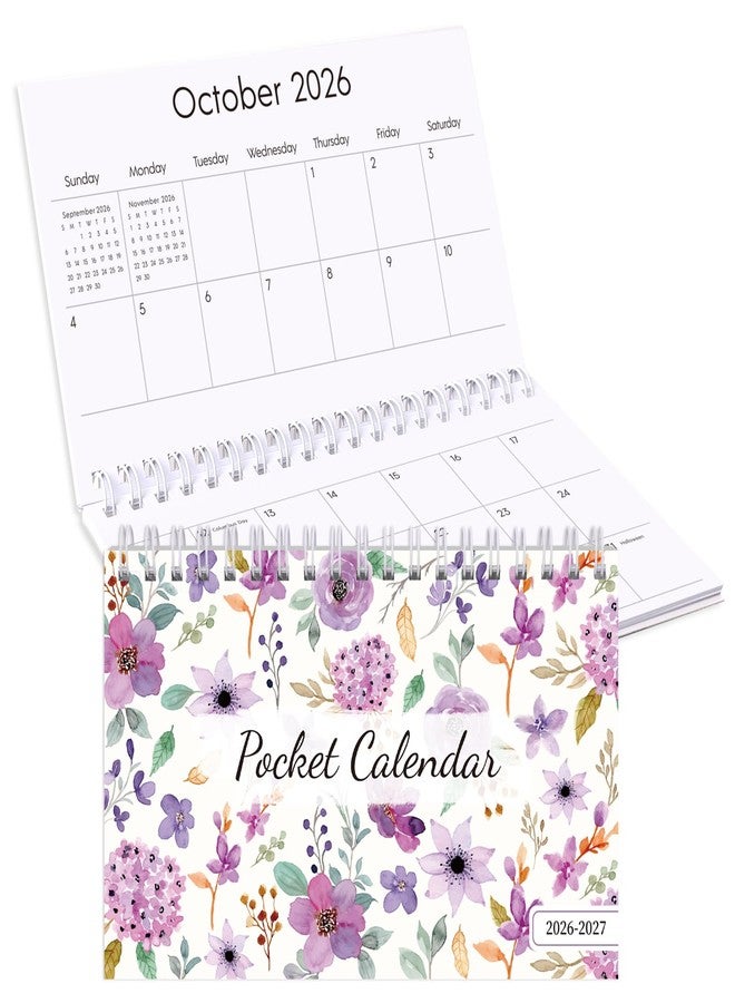 Phyxin Pocket Calendar 2026, 18 Months Calendar 2026-2027 - Runs from July 2026 Until December 2027, Pocket Planner-4.2" x 6.5" with Dual Coil, Pocket Planner 2026-2027 for School, Home and Office Supplies, New Purple - Image 1
