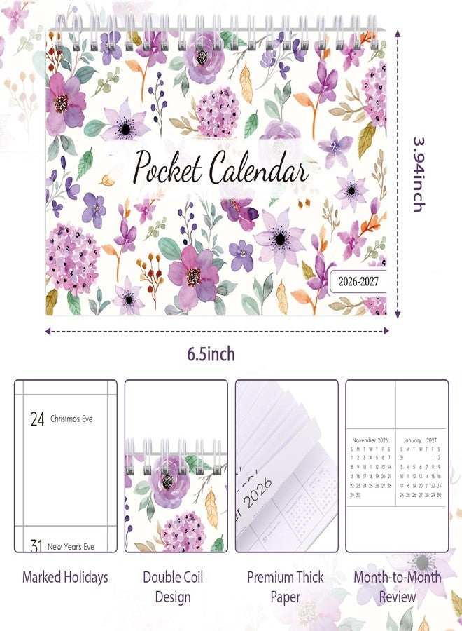 Phyxin Pocket Calendar 2026, 18 Months Calendar 2026-2027 - Runs from July 2026 Until December 2027, Pocket Planner-4.2" x 6.5" with Dual Coil, Pocket Planner 2026-2027 for School, Home and Office Supplies, New Purple - Image 3
