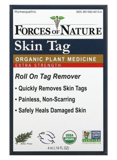 FORCES OF NATURE Skin Tag Organic Plant Medicine Rollerball Applicator Extra Strength 0.14 fl oz (4 ml) 