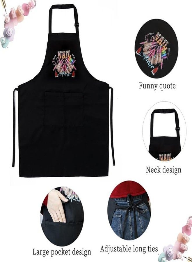 BOMOQING Nail Apron, Nail Tech Apron With Pockets Waterproof, Adjustable Manicurist Apron for Women, Professional Cosmetics Apron, Nail Art Supplies for Nail Salons Cosmetology Smock - Image 4