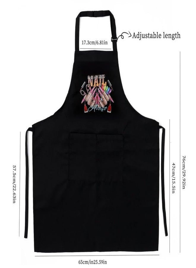BOMOQING Nail Apron, Nail Tech Apron With Pockets Waterproof, Adjustable Manicurist Apron for Women, Professional Cosmetics Apron, Nail Art Supplies for Nail Salons Cosmetology Smock - Image 2