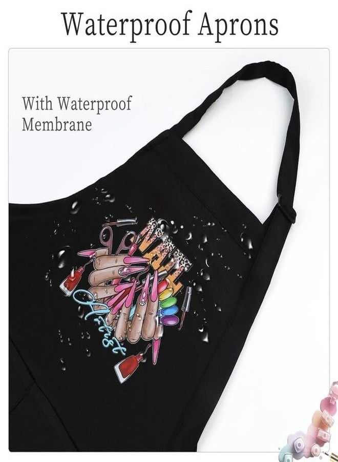 BOMOQING Nail Apron, Nail Tech Apron With Pockets Waterproof, Adjustable Manicurist Apron for Women, Professional Cosmetics Apron, Nail Art Supplies for Nail Salons Cosmetology Smock - Image 5