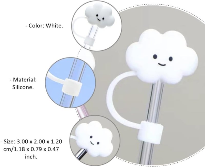 klarako Cloud Straw Covers Cap, Cute Cloud Straw Covers Protector, Silicone Straw Covers Tips,Cloud Shape Straw Covers for Reusable Straws Protector (5pcs D) - Image 4