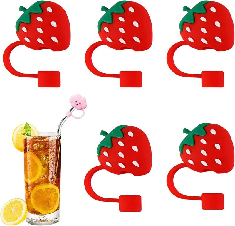 klarako Cloud Straw Covers Cap, Cute Cloud Straw Covers Protector, Silicone Straw Covers Tips,Cloud Shape Straw Covers for Reusable Straws Protector (5pcs D) - Image 1