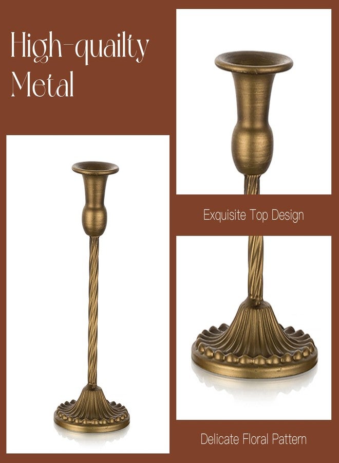 Candeldo Gold Candlestick Candle Holders: Tall Taper Candles Stick Holder Bulk Wedding Decor Set of 10 Brass Dinning Table Centerpiece Vintage Metal Candle Stand - Image 3