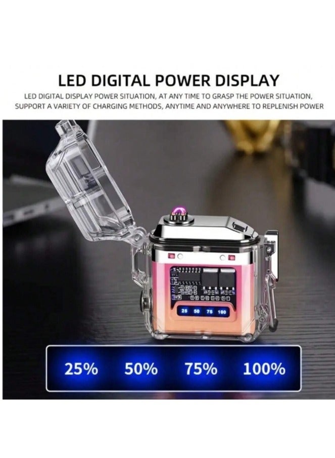 Oxi Emergency Lighter And LED Flashlight, With Tight Protective Cover, Rechargeable, Digital Power Indicator And Flameless, Transparent, 5.5 * 5 Cm - Image 2